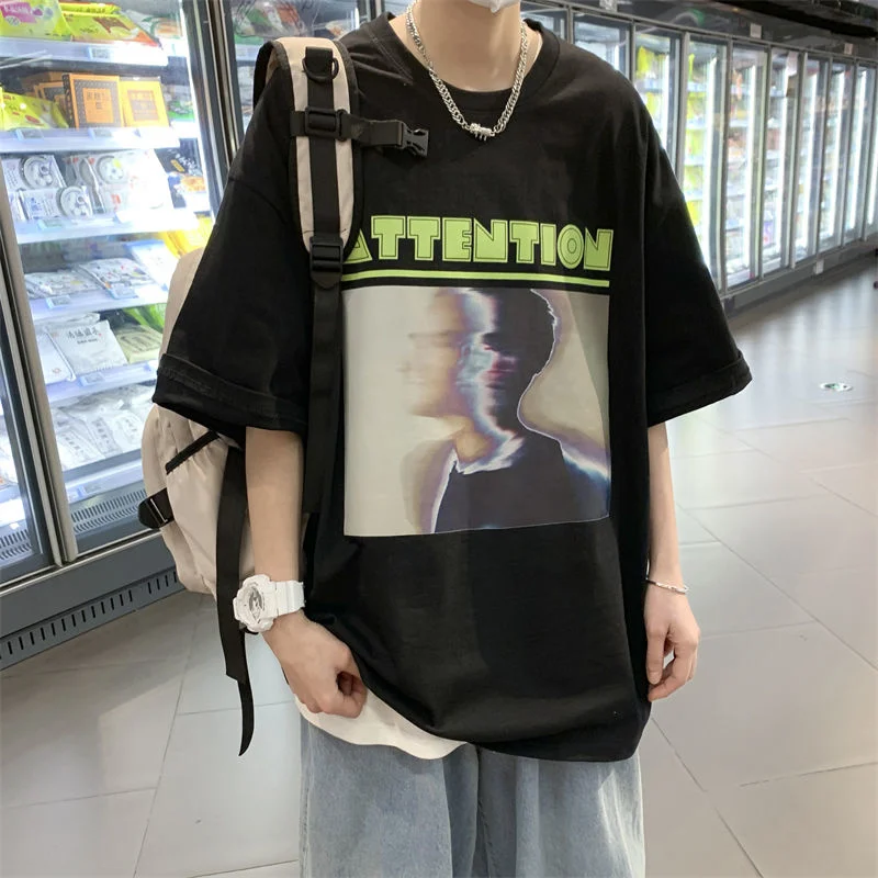 Men's Short Sleeve T-shirt Round Neck Print Versatile Large Loose Casual Comfortable Tidal Current Streetwear Summer New Sale
Men's Short Sleeve T-shirt Round Neck Print Versatile Large Loose Casual Comfortable Tidal Current Streetwear Summer New Sale