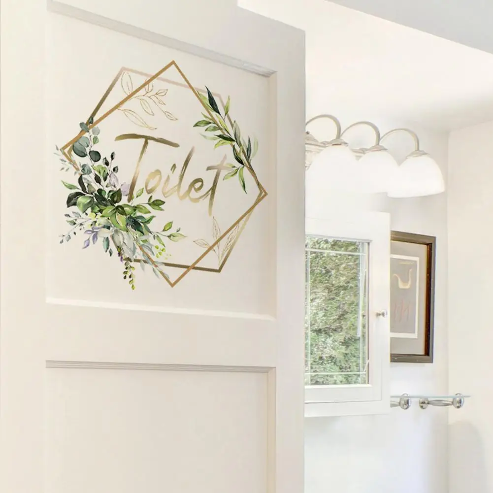 Nature-inspired Door Sticker Waterproof Green Plant Toilet Door Sticker Golden Letter Decal for Bathroom Decoration Removable
Nature-inspired Door Sticker Waterproof Green Plant Toilet Door Sticker Golden Letter Decal for Bathroom Decoration Removable