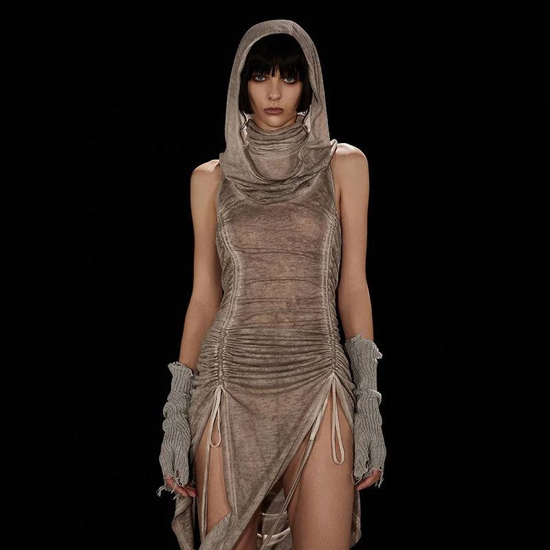 2023 Summer New Women's Fashion High Neck Hooded Pleated Drawstring Waistband Sexy Hollow Out Split Dress
2023 Summer New Women's Fashion High Neck Hooded Pleated Drawstring Waistband Sexy Hollow Out Split Dress