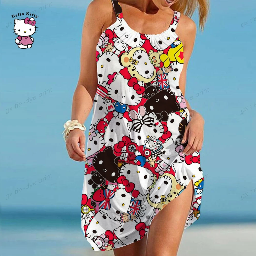 Женское повседневное летнее платье Hello Kitty с принтом, платье-футболка без рукавов с круглым вырезом, летнее свободное платье, купальный костюм, Пляжное Платье
Женское повседневное летнее платье Hello Kitty с принтом, платье-футболка без рукавов с круглым вырезом, летнее свободное платье, купальный костюм, Пляжное Платье
