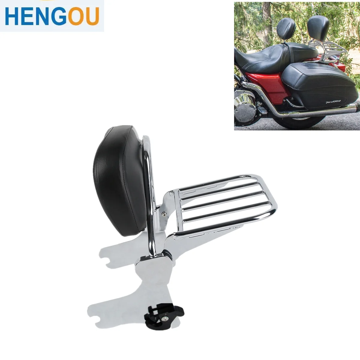 Motorcycle Backrest Sissy Bar Luggage Rack For Harley Touring Road King FLHT Electra Glide Street Glide Road Glide 1997-2008 06
Motorcycle Backrest Sissy Bar Luggage Rack For Harley Touring Road King FLHT Electra Glide Street Glide Road Glide 1997-2008 06