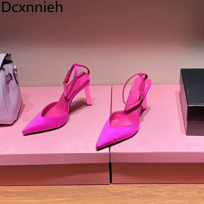 Summer Fashion High Heel Party Sandals Woman Sexy Pointed Toe Satin Wedding Ankle Strap Stilettos Slingbacks Shoes Women 2022
Summer Fashion High Heel Party Sandals Woman Sexy Pointed Toe Satin Wedding Ankle Strap Stilettos Slingbacks Shoes Women 2022