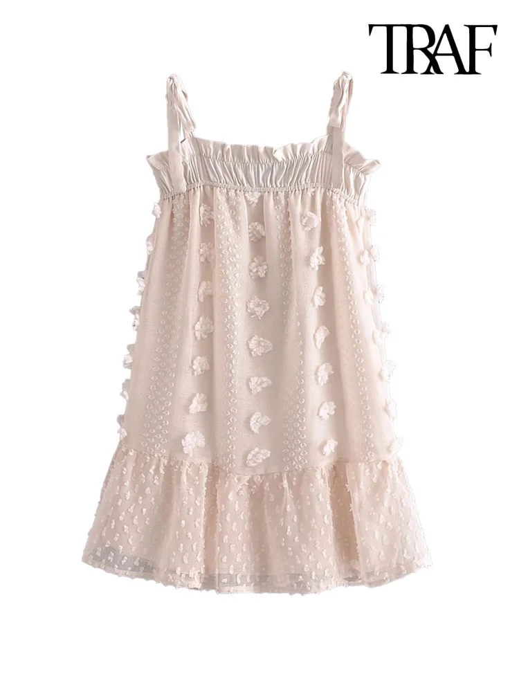 TRAF Women Fashion With Lining Ruffles Mini Dress Vintage Backless Bow Tied Straps Female Dresses Vestidos Mujer
TRAF Women Fashion With Lining Ruffles Mini Dress Vintage Backless Bow Tied Straps Female Dresses Vestidos Mujer