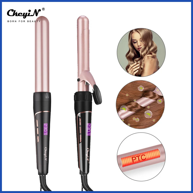 

CkeyiN 5 in 1 Hair Curler Curling Iron Wand Set with Interchangeable Barrels and Heat Resistant Glove PTC heating elements,