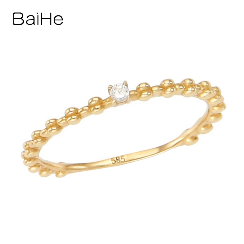

Кольцо BAIHE из желтого золота 14 к H/SI с натуральными бриллиантами, женское модное вечернее Ювелирное Украшение из драгоценных камней