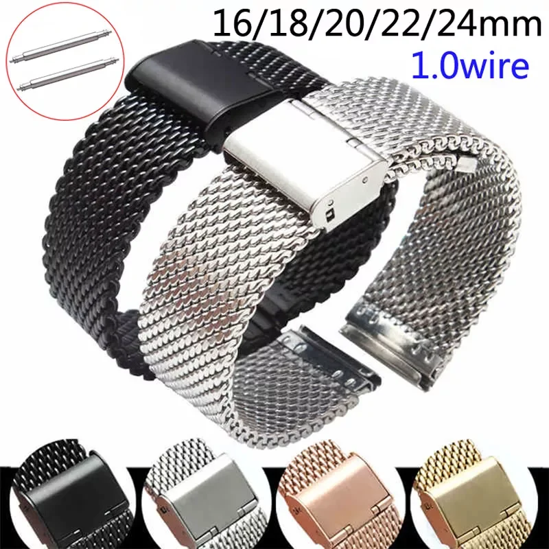 Watch Strap 16mm 18mm 20mm 22mm 24mm Stainless Steel ML Loop Meshed Watch Band Wrist Bracelet Fold Buckle Pins
Watch Strap 16mm 18mm 20mm 22mm 24mm Stainless Steel ML Loop Meshed Watch Band Wrist Bracelet Fold Buckle Pins