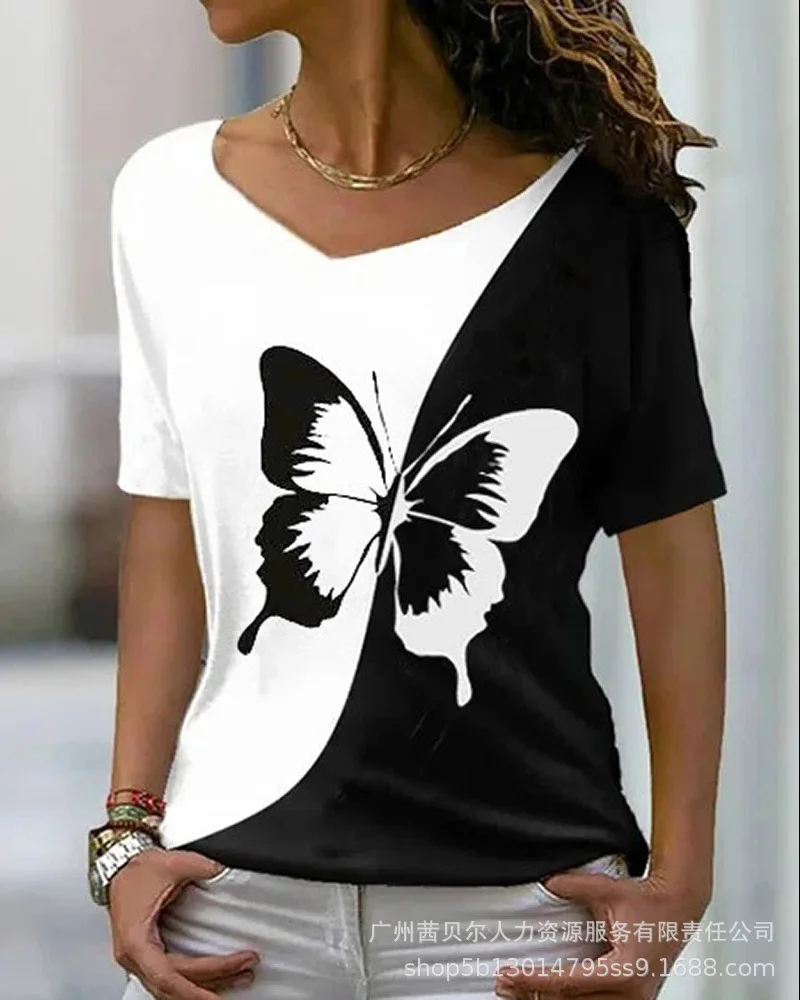 Colorblock Butterfly Print Casual T-shirt Women Short Sleeve Fashion Casual Loose Women T Shirt Tshirt Tee
Colorblock Butterfly Print Casual T-shirt Women Short Sleeve Fashion Casual Loose Women T Shirt Tshirt Tee