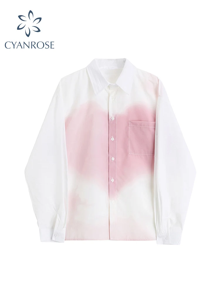 Блузка женская с длинным рукавом и отложным воротником, оверсайз 
Блузка женская с длинным рукавом и отложным воротником, оверсайз