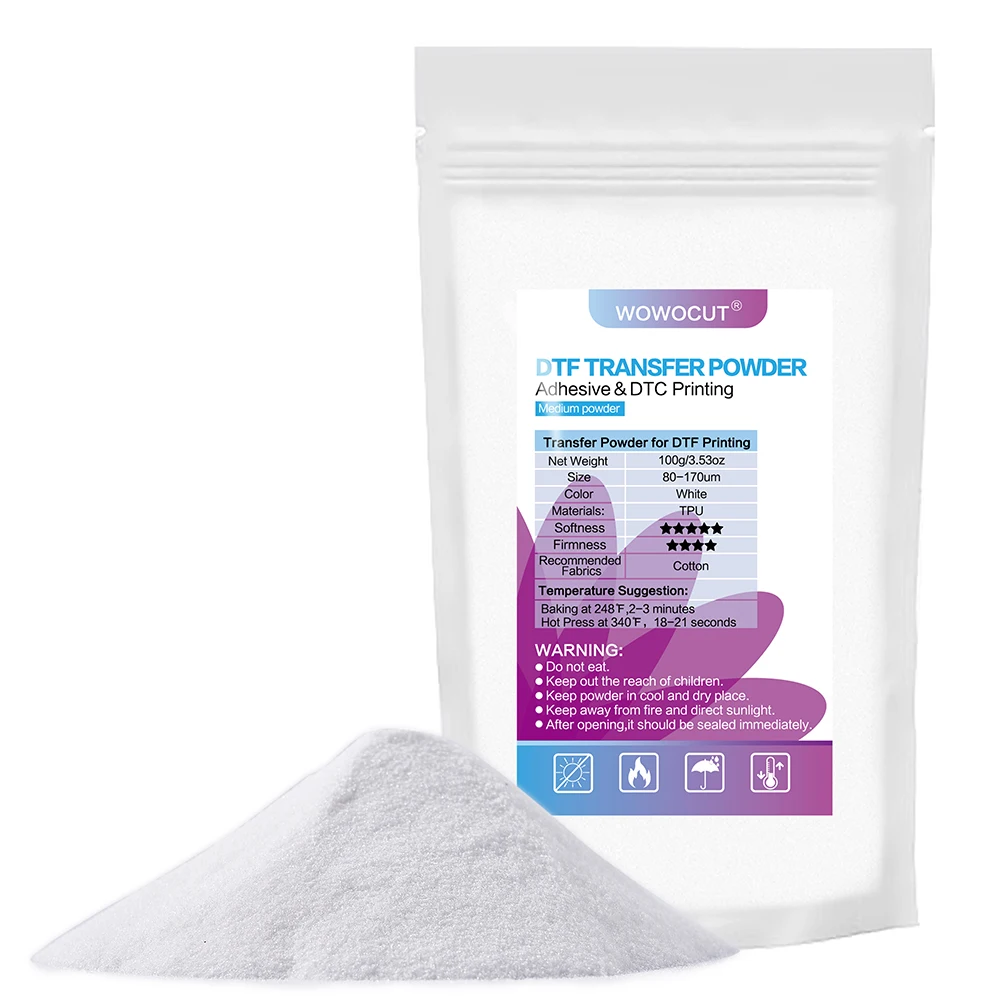 WOWOCUT DTF Hot Melt Powder 100g Direct To Film Hot Melt Adhesive Powder for Transfer To Cotton for DTF Printer Epson Machine
WOWOCUT DTF Hot Melt Powder 100g Direct To Film Hot Melt Adhesive Powder for Transfer To Cotton for DTF Printer Epson Machine