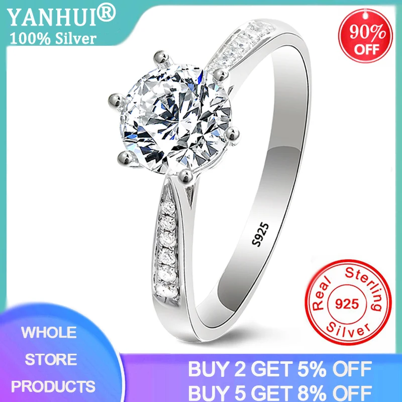 YANHUI Women's Original Silver Ring 6mm Round Zircon CZ Engagement Ring Tibetan Silver Jewelry Wedding Bands Fashion Gift
YANHUI Women's Original Silver Ring 6mm Round Zircon CZ Engagement Ring Tibetan Silver Jewelry Wedding Bands Fashion Gift