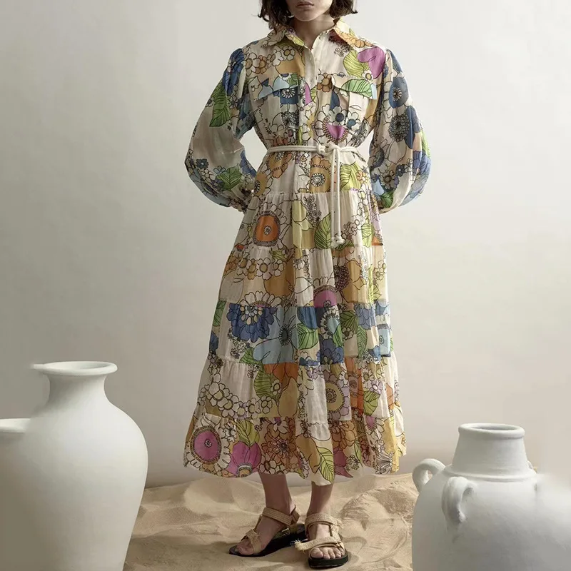 Retro Holiday Style Long Dress 2021 Summer New Fashion Lapel Single-breasted Long Sleeve Dress High Street Women Dresses
Retro Holiday Style Long Dress 2021 Summer New Fashion Lapel Single-breasted Long Sleeve Dress High Street Women Dresses