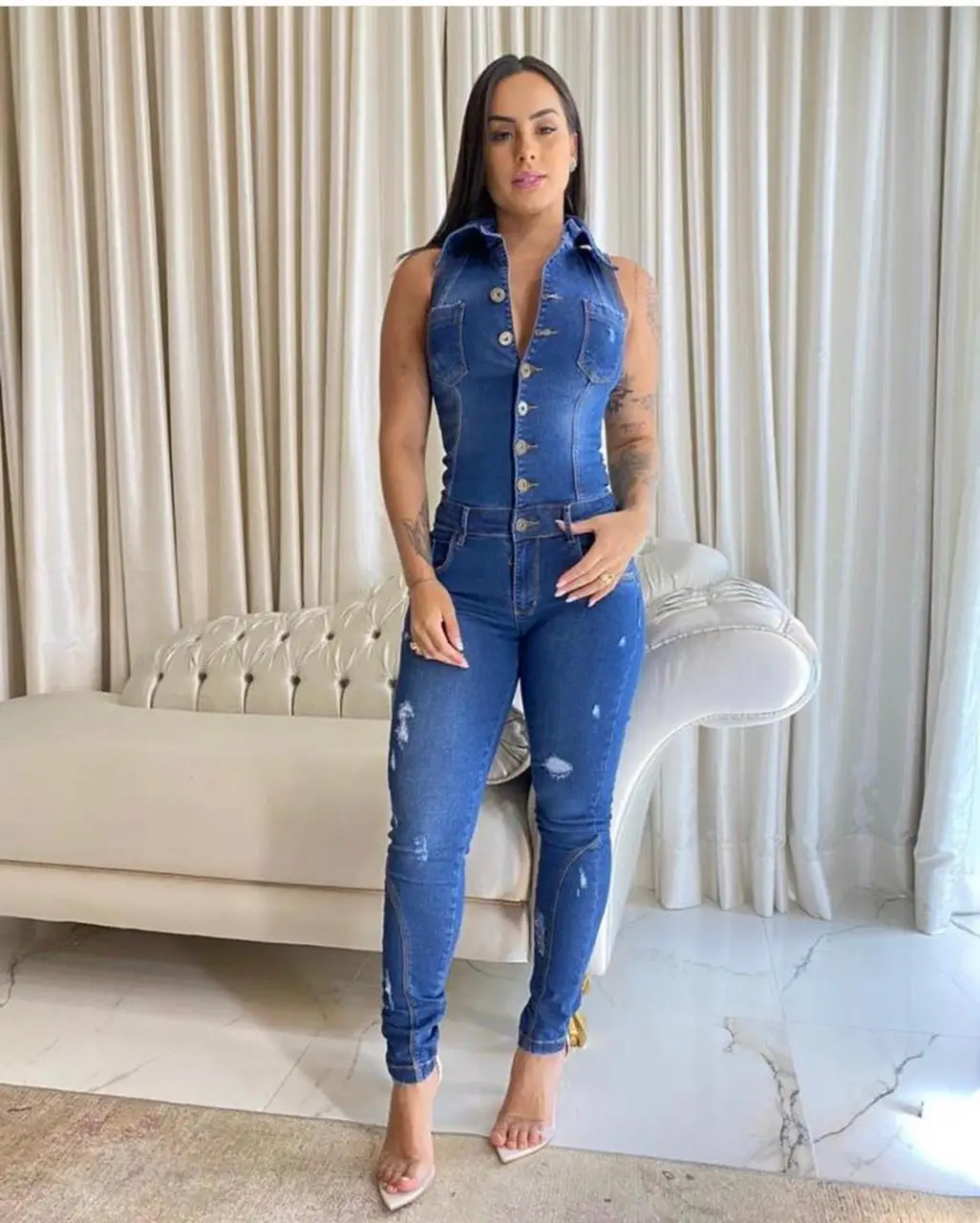 Slim Sleeveless Jeans Jumpsuit Denim Summer Street Overalls for Women Jeans Pants 2022 Buttons Woman Trousers Rompers
Slim Sleeveless Jeans Jumpsuit Denim Summer Street Overalls for Women Jeans Pants 2022 Buttons Woman Trousers Rompers
