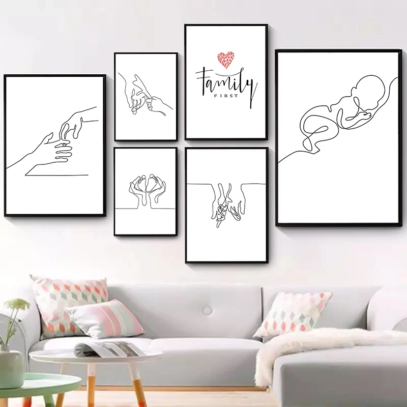 Wall Art Happy Family Canvas Painting Art Hand Drawn Lines Love Baby Nordic Posters For Kids' Nursery Room Decor Wall Art Mural
Wall Art Happy Family Canvas Painting Art Hand Drawn Lines Love Baby Nordic Posters For Kids' Nursery Room Decor Wall Art Mural
