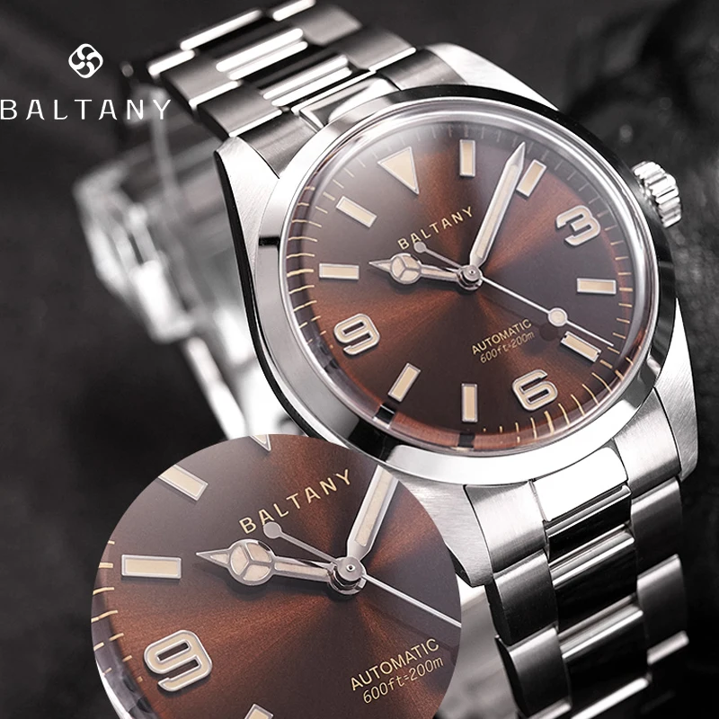 

Baltany Watch For Men Vintage Homage 39MM SW200 Movement Automatic Sapphire 200m Waterproof Applied Hour Markers Retro Man Watch