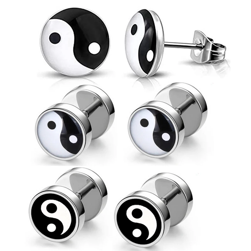 1 Pair Unisex Chinese Yin and Yang Stainless Steel Stud Earrings For Men Women Jewelry Round Tai Chi Dumbbell Earrings 8mm/10mm
1 Pair Unisex Chinese Yin and Yang Stainless Steel Stud Earrings For Men Women Jewelry Round Tai Chi Dumbbell Earrings 8mm/10mm