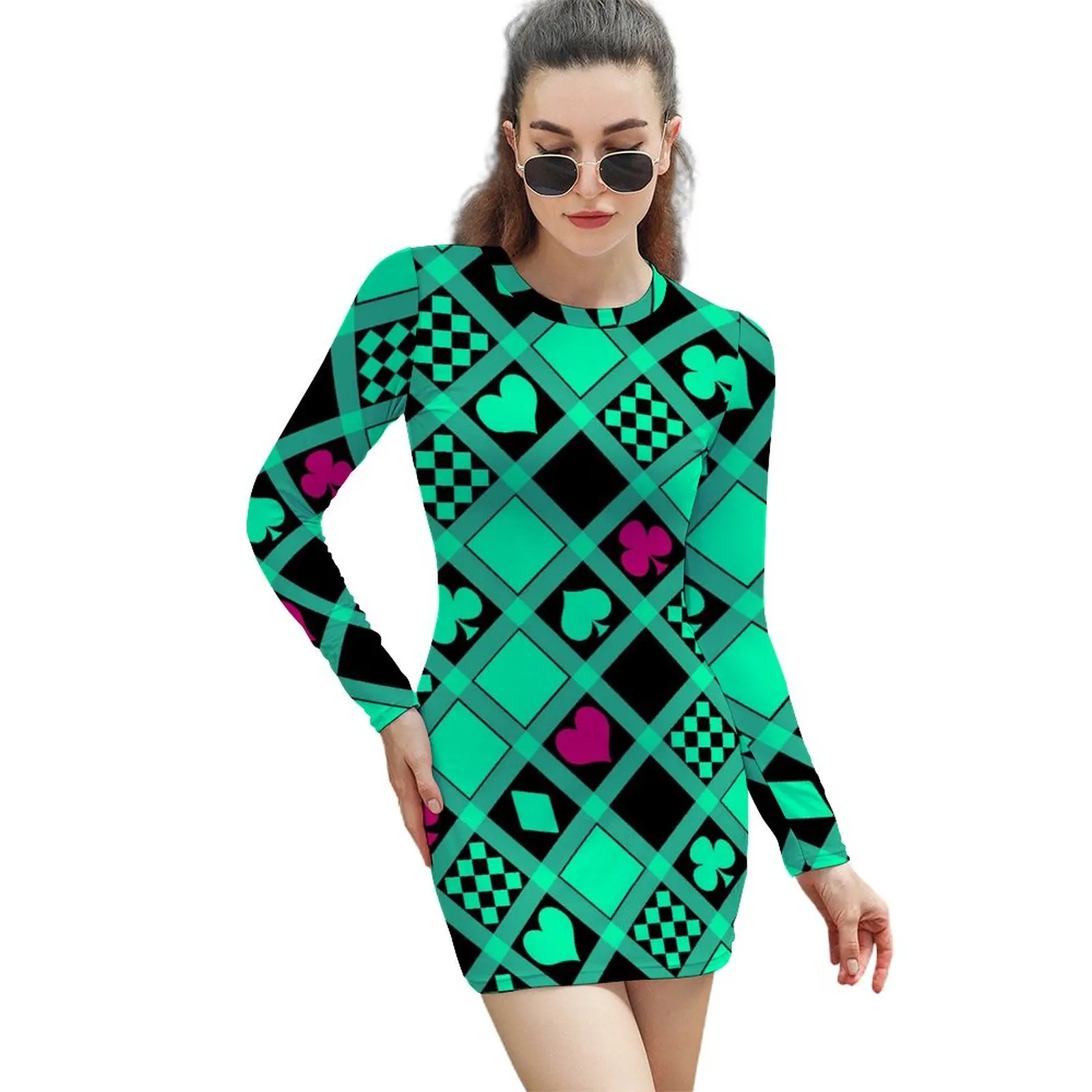 Casino Playing Cards Bodycon Dress Women Green Hearts Print Night Club Dresses Summer Long Sleeve Aesthetic Pattern Dress
Casino Playing Cards Bodycon Dress Women Green Hearts Print Night Club Dresses Summer Long Sleeve Aesthetic Pattern Dress