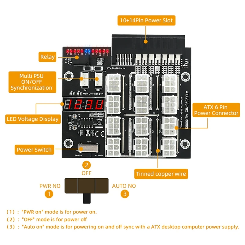 ATX 12X 6Pin Power Breakout Board 12Amp/1800Watts Power Board With Flash LED For HP Power Supply And ETH/BTC Mining
ATX 12X 6Pin Power Breakout Board 12Amp/1800Watts Power Board With Flash LED For HP Power Supply And ETH/BTC Mining