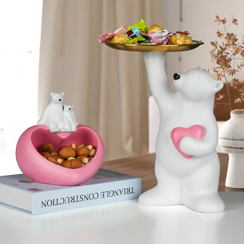 

Статуэтки скандинавского полярного медведя, статуя для домашнего декора, для гостиной, настольного стола, украшения, декоративные закуски, конфетные ключи, лоток для хранения