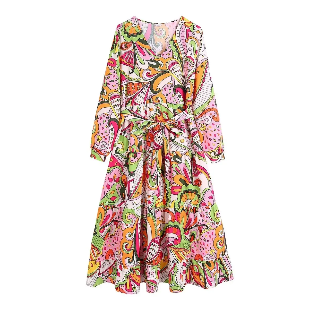 SuperAen Europe and America Women's New 2022 Printed Belt Waist V-neck Long Sleeve Long Dress Women
SuperAen Europe and America Women's New 2022 Printed Belt Waist V-neck Long Sleeve Long Dress Women