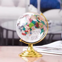 Nordic Artificial Crystal Sphere Ball Round Earth Globe Rotating Stand Earth World Map Educational Ornament Office Accessories