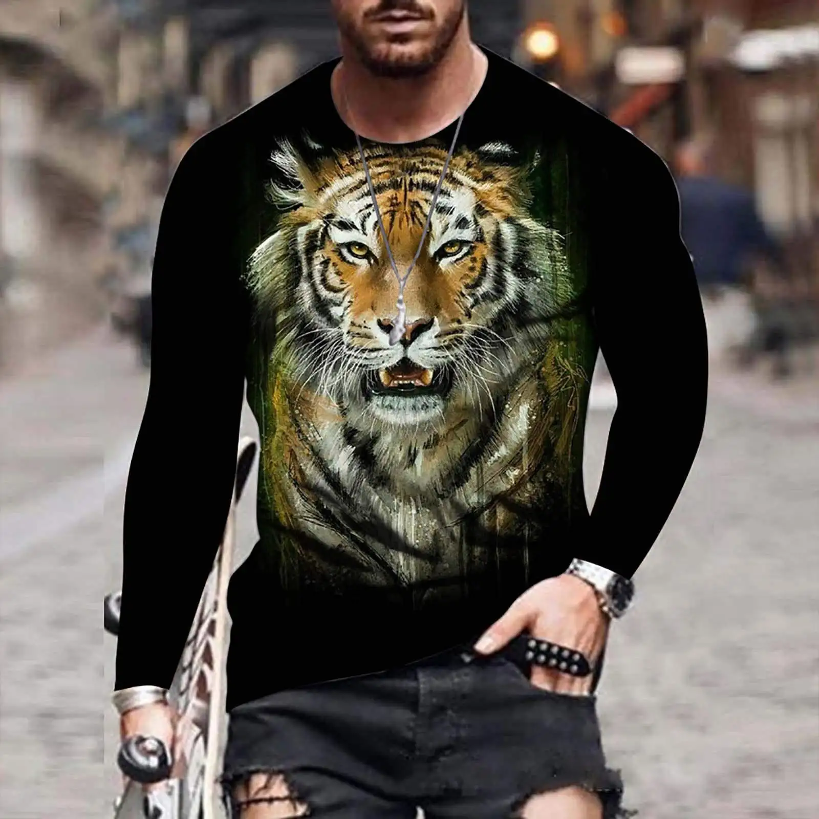 3D Print Tiger T-shirt For Men Autumn Oversized Long Sleeve Tops Pullover 2023 Fashion Streetwear Men's Cool Clothes New Tees
3D Print Tiger T-shirt For Men Autumn Oversized Long Sleeve Tops Pullover 2023 Fashion Streetwear Men's Cool Clothes New Tees