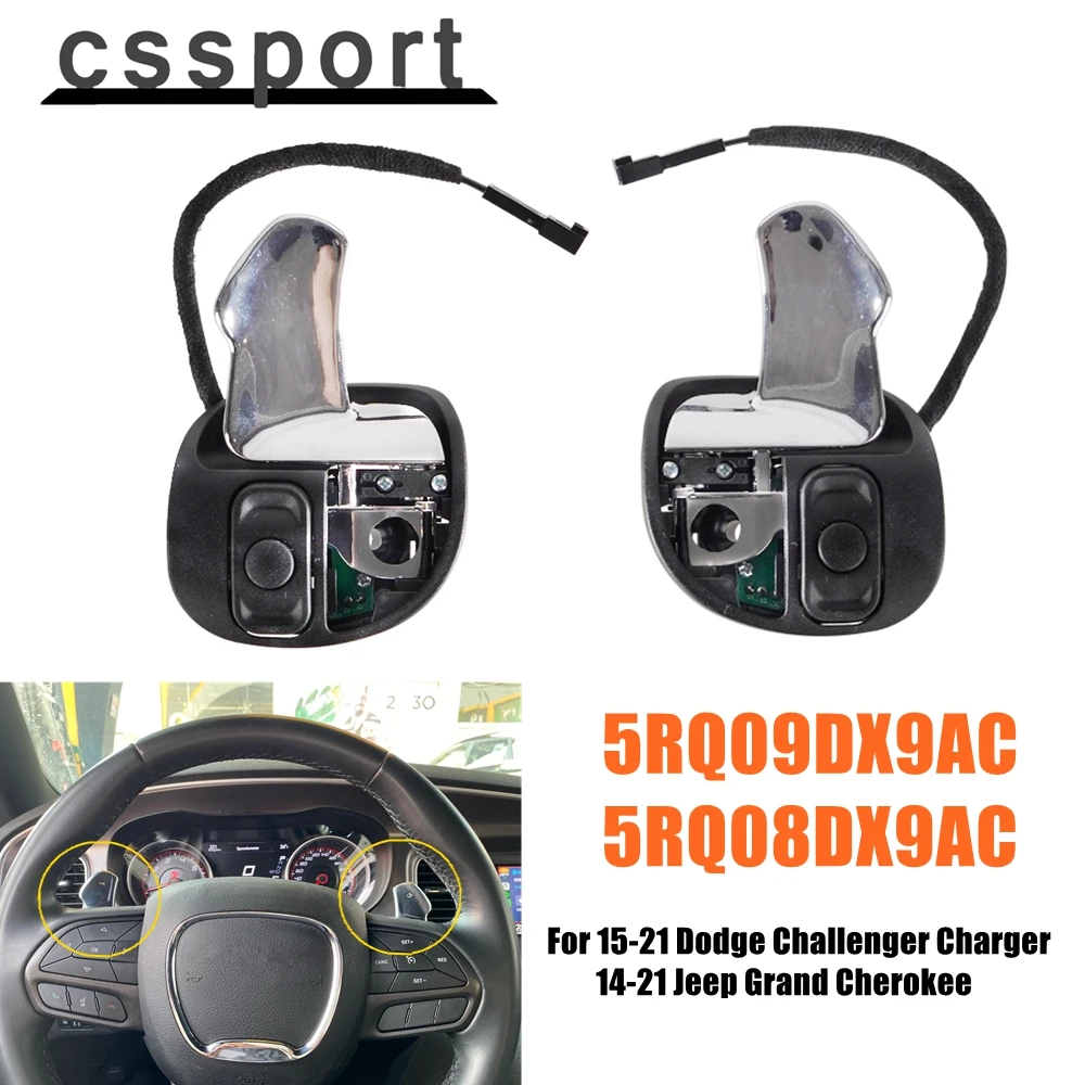 

2Pcs Car Steering Wheel Paddle Shifter 5RQ09DX9AC 5RQ08DX9AC For 15-21 Dodge Challenger Charger 14-21 Jeep Grand Cherokee