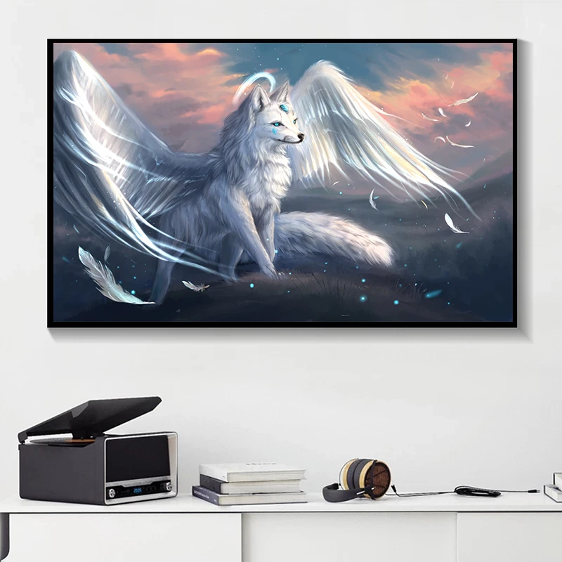 Abstract Snow White Wolf Winged Animal Wall Art Canvas Painting Suitable for Living Room Home Decor Pictures Posters and Prints
Abstract Snow White Wolf Winged Animal Wall Art Canvas Painting Suitable for Living Room Home Decor Pictures Posters and Prints