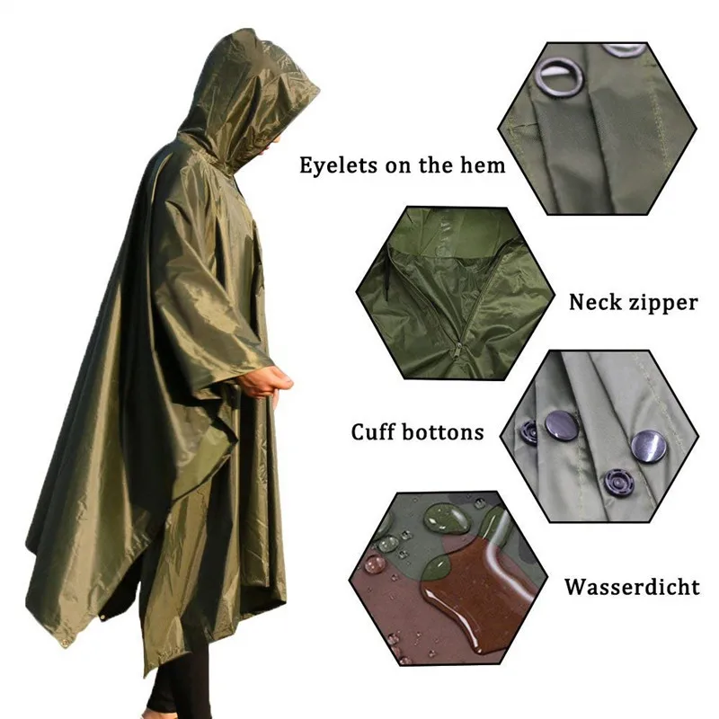 3 In 1 Outdoor Military Raincoat en Awning From The Rain Motorcycle Rain Poncho Picnic MatWaterproof Rain Coat Men Raincoat Wom
3 In 1 Outdoor Military Raincoat en Awning From The Rain Motorcycle Rain Poncho Picnic MatWaterproof Rain Coat Men Raincoat Wom