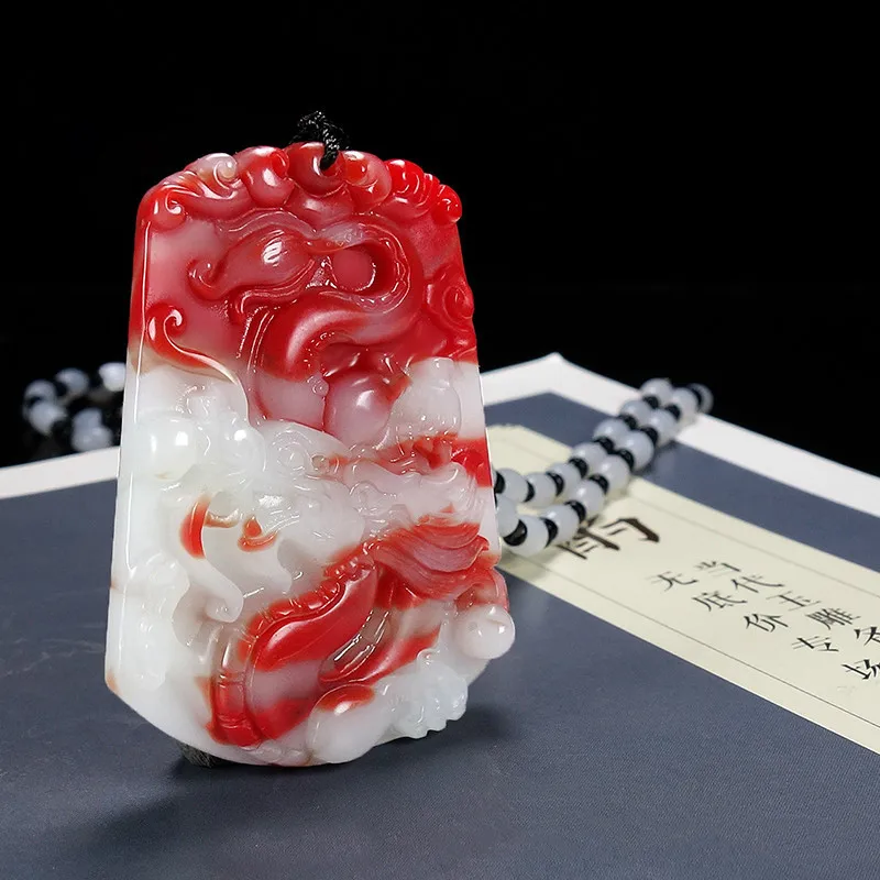Natural Xinjiang Gobi Chicken Blood Jade Dragon Pendant Men's and Women's Dragon World Necklace Pendant
Natural Xinjiang Gobi Chicken Blood Jade Dragon Pendant Men's and Women's Dragon World Necklace Pendant