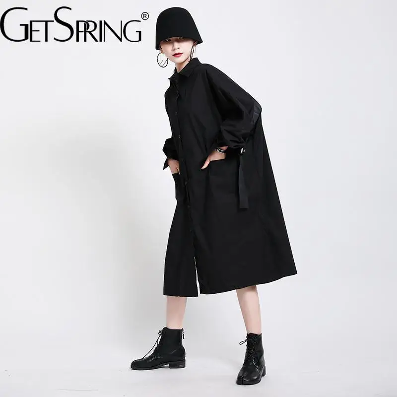 Getspring, женское платье с длинным рукавом, разрезом, черные, белые платья-рубашки, асимметричные свободные длинные платья для отдыха 2022
Getspring, женское платье с длинным рукавом, разрезом, черные, белые платья-рубашки, асимметричные свободные длинные платья для отдыха 2022