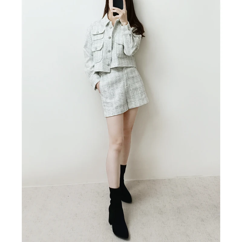 New Spring Autumn Sequins Tweed Jacket Pants Set
New Spring Autumn Sequins Tweed Jacket Pants Set