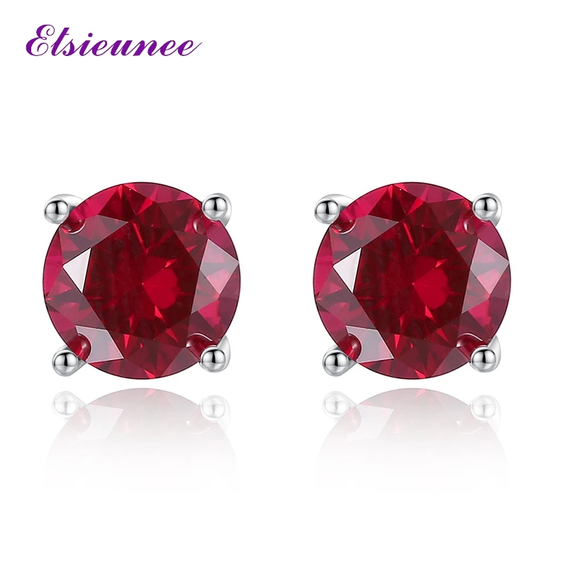 ELSIEUNEE Luxury Solid 925 Sterling Silver 5MM 6MM Ruby Tourmaline Gemstone Ear Stud Earrings for Women Party Fine Jewelry Gift
ELSIEUNEE Luxury Solid 925 Sterling Silver 5MM 6MM Ruby Tourmaline Gemstone Ear Stud Earrings for Women Party Fine Jewelry Gift