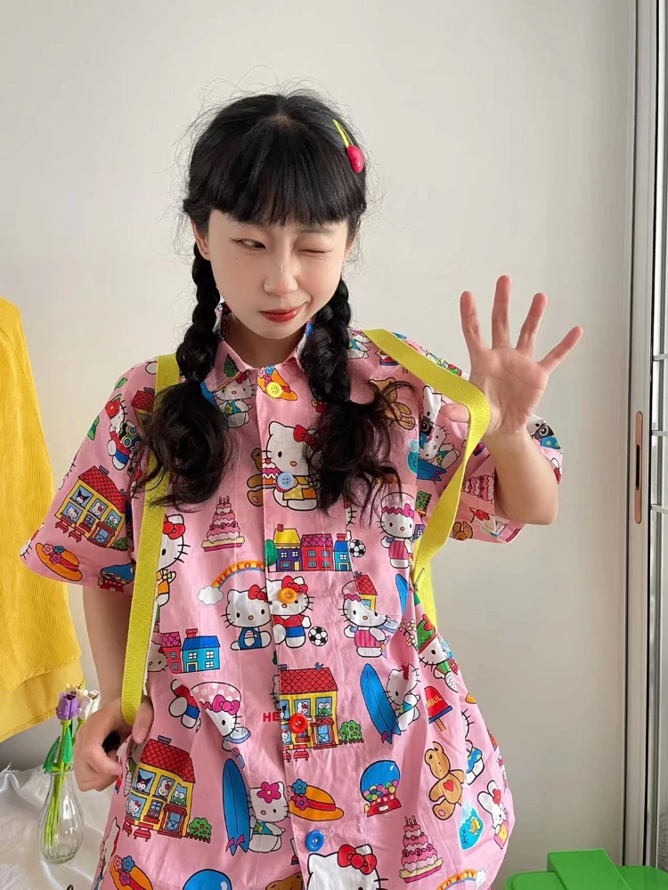 Рубашка HOUZHOU Kawaii С мультяшным принтом розовая Y2k, женская летняя Свободная Повседневная Блузка с коротким рукавом, милые винтажные Топы в стиле Харадзюку
Рубашка HOUZHOU Kawaii С мультяшным принтом розовая Y2k, женская летняя Свободная Повседневная Блузка с коротким рукавом, милые винтажные Топы в стиле Харадзюку