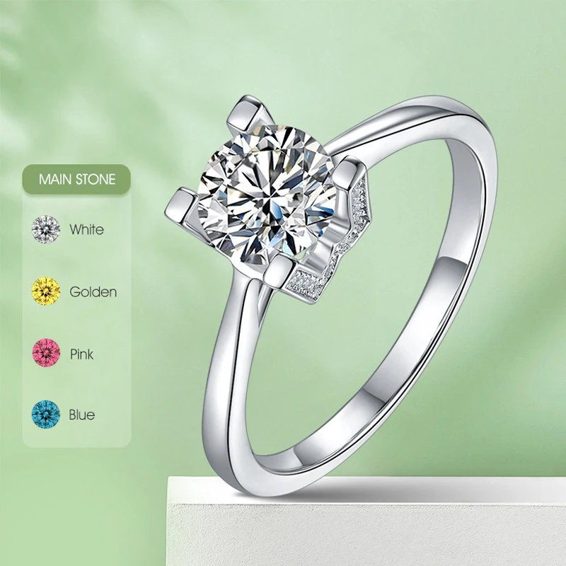 Gem's Beauty Blue Moissanite Ring 1CT VVS1 Round Cut D Color 925 Silver Fine Jewelry Diamond Test Passed Wedding Ring for Woman
Gem's Beauty Blue Moissanite Ring 1CT VVS1 Round Cut D Color 925 Silver Fine Jewelry Diamond Test Passed Wedding Ring for Woman