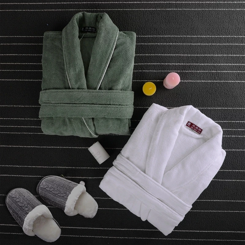 

New 100% Cotton Bathrobe Women Hotel Robes Toweling Terry Fleece Robe Lovers Robe Bathrobe Soft Sleeprobe Female Casual Homewear