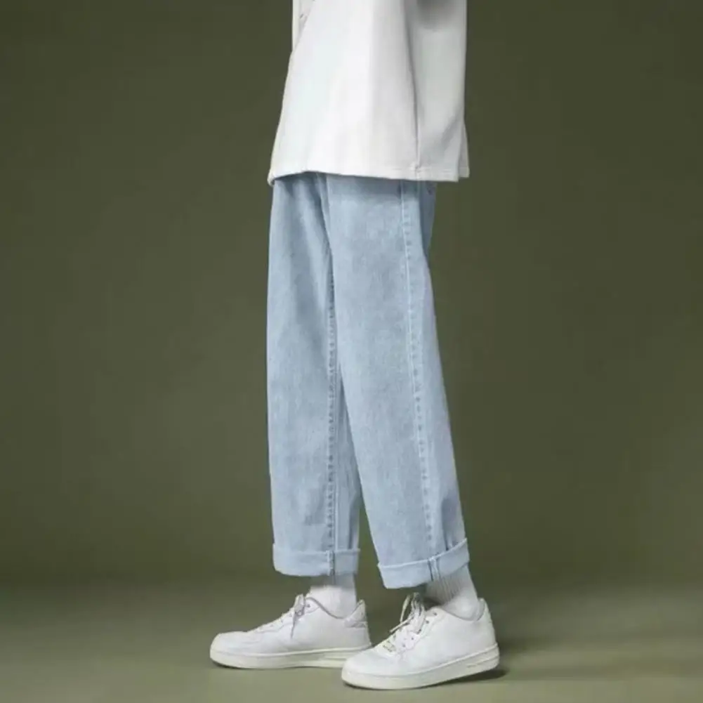 Men Pants Pockets Solid Color Elastic Waist Wide Leg Loose Match Top Drawstring Ankle Length Spring Jeans Male Clothing
Men Pants Pockets Solid Color Elastic Waist Wide Leg Loose Match Top Drawstring Ankle Length Spring Jeans Male Clothing
