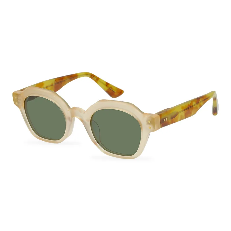 

High Quality Retro Thicken Acetate Polarized Sunglasses Men Women Vintage Designer Polygon Sun Glasses UV400 Sunglass 2023 New