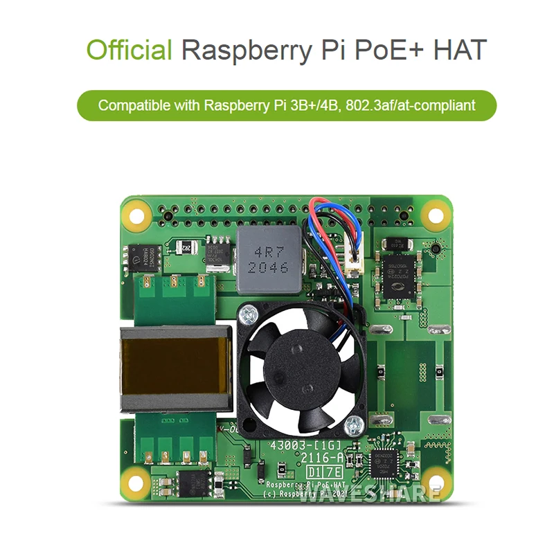 Raspberry Pi PoE + HAT для Raspberry Pi 3B +/4B 802.3af/at-совместимый с 2,2 CFM охлаждающий вентилятор 5 в 4A Power Over Ethernet
Raspberry Pi PoE + HAT для Raspberry Pi 3B +/4B 802.3af/at-совместимый с 2,2 CFM охлаждающий вентилятор 5 в 4A Power Over Ethernet