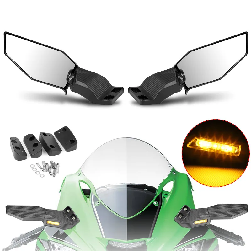 1 pair Motorcycle Rearview Rear View Side Mirrors with Light Motorcycle Side Mirror For Kawasaki Ninja for Yamaha Honda Ducati
1 pair Motorcycle Rearview Rear View Side Mirrors with Light Motorcycle Side Mirror For Kawasaki Ninja for Yamaha Honda Ducati
