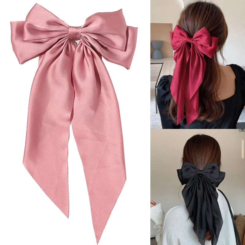 Elegant Bow Ribbon Hair Clip Fashion Simple Solid Satin Spring Clip Hair Pin Retro Headband With Clips Girls Hair Accessories
Elegant Bow Ribbon Hair Clip Fashion Simple Solid Satin Spring Clip Hair Pin Retro Headband With Clips Girls Hair Accessories