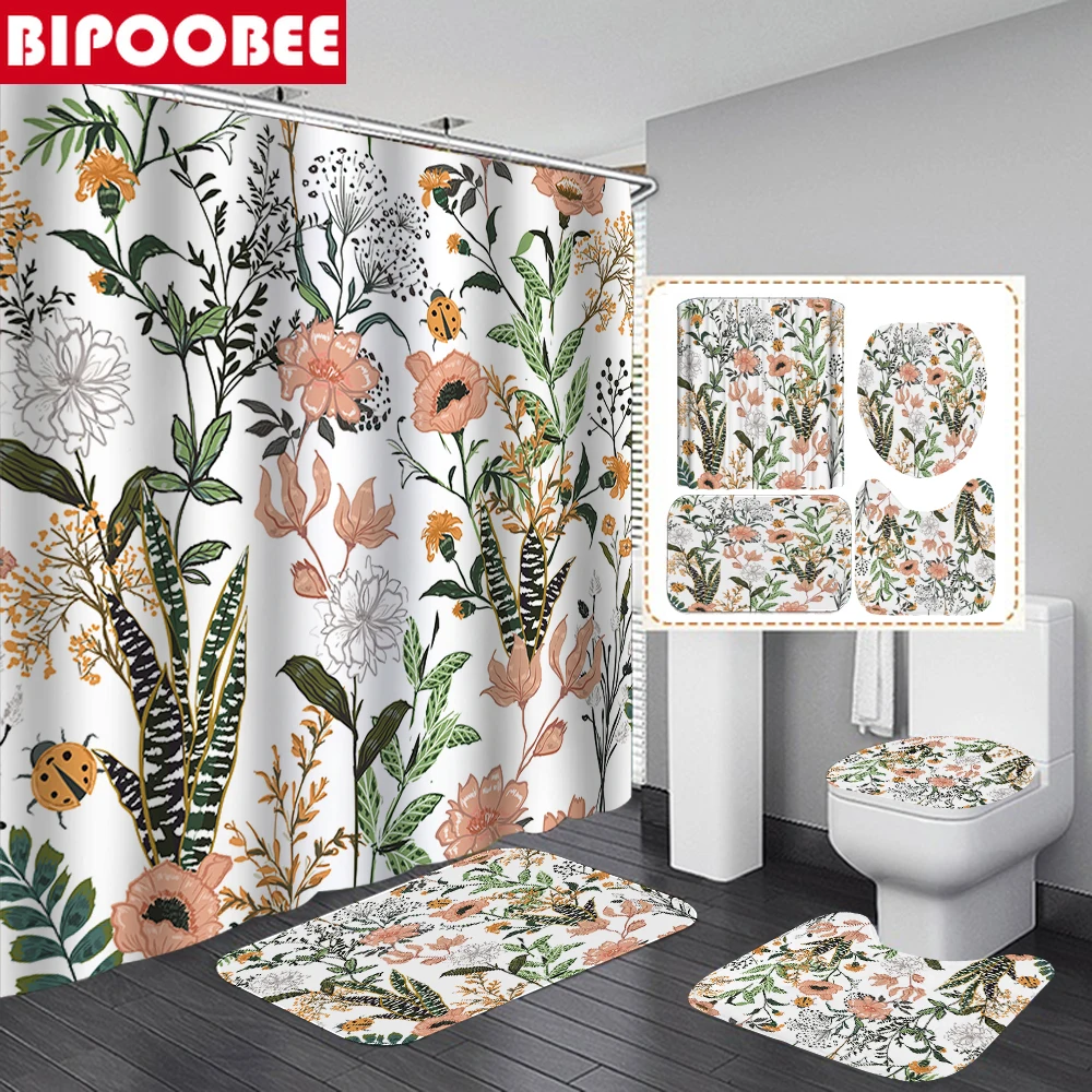 Beautiful Floral Print Shower Curtain 3D Bathroom Curtains Flowers Leaves Bath Mat Non-Slip Carpet Toilet Lid Cover Pedestal Rug
Beautiful Floral Print Shower Curtain 3D Bathroom Curtains Flowers Leaves Bath Mat Non-Slip Carpet Toilet Lid Cover Pedestal Rug