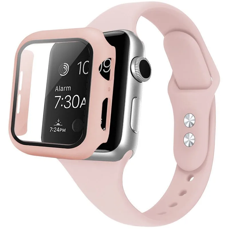 Ремешок и чехол для Apple Watch Band 44 мм 40 силиконовый бампер браслет iWatch band 42 38 series 4 3 5 SE