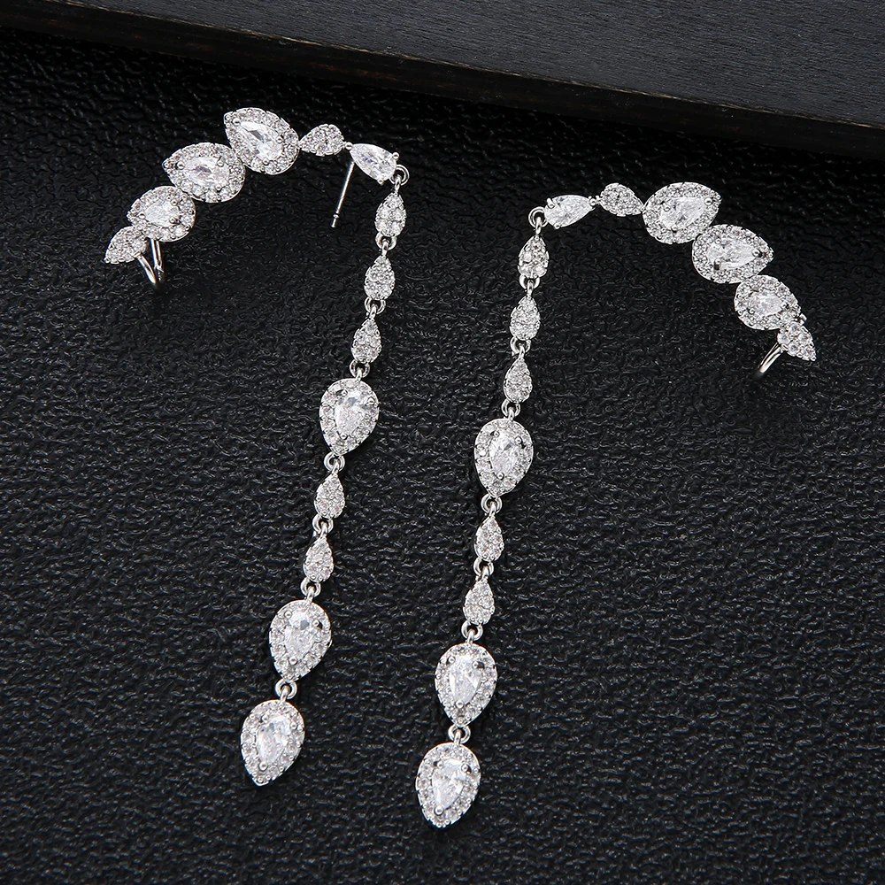 Trendy Full AAA Cubic Zircon CZ Water Drop Tassels Desgin Engagement Party African Dress Earring Fashion Jewelry Women E9863
Trendy Full AAA Cubic Zircon CZ Water Drop Tassels Desgin Engagement Party African Dress Earring Fashion Jewelry Women E9863
