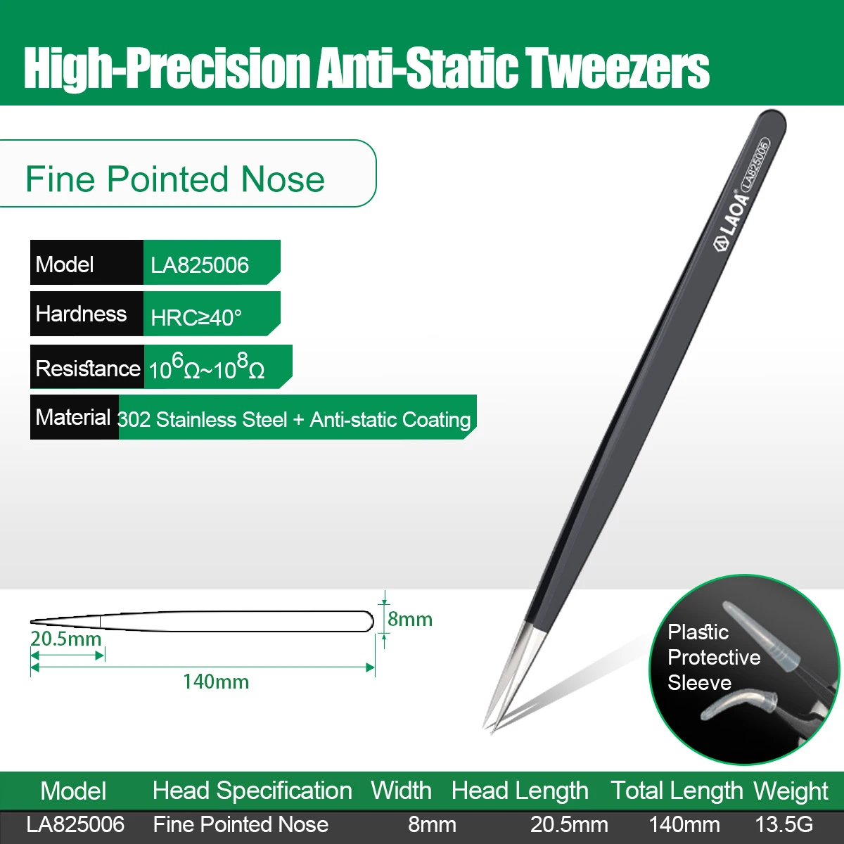LAOA Профессиональные антистатические пинцеты из нержавеющей стали
LAOA Профессиональные антистатические пинцеты из нержавеющей стали