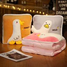 Cute Cartoon Animals Big White Goose Plush Pillow Air Conditioner Blanket Pink Grey Air Conditioner Quilt Nap Blanket Girl Gift