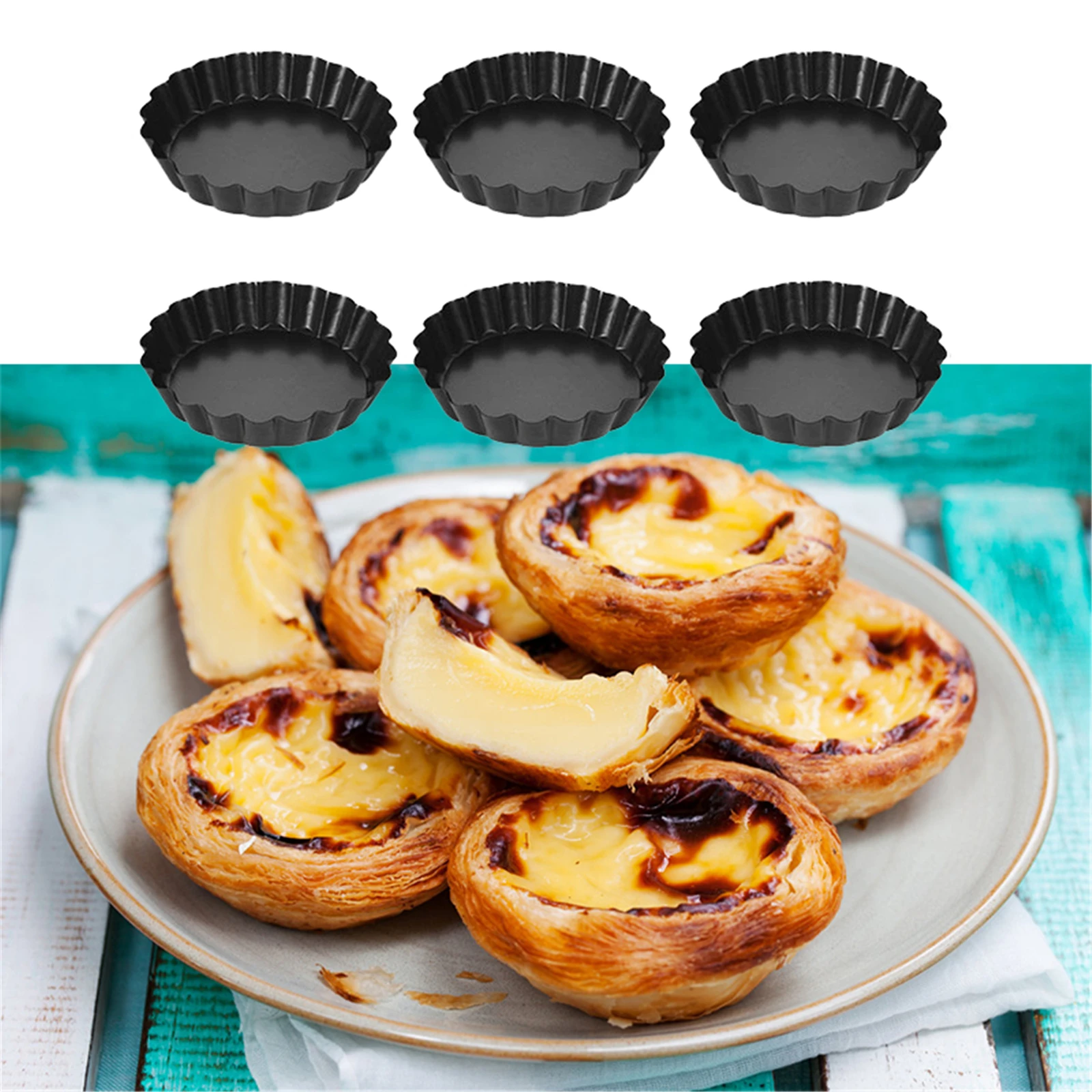 6pcs/set Non-Stick Tart Quiche Flan Pan Molds Pie Pizza Cake Mold Removable Loose Bottom Fluted Heavy Duty Pizza Pan Bakeware
6pcs/set Non-Stick Tart Quiche Flan Pan Molds Pie Pizza Cake Mold Removable Loose Bottom Fluted Heavy Duty Pizza Pan Bakeware