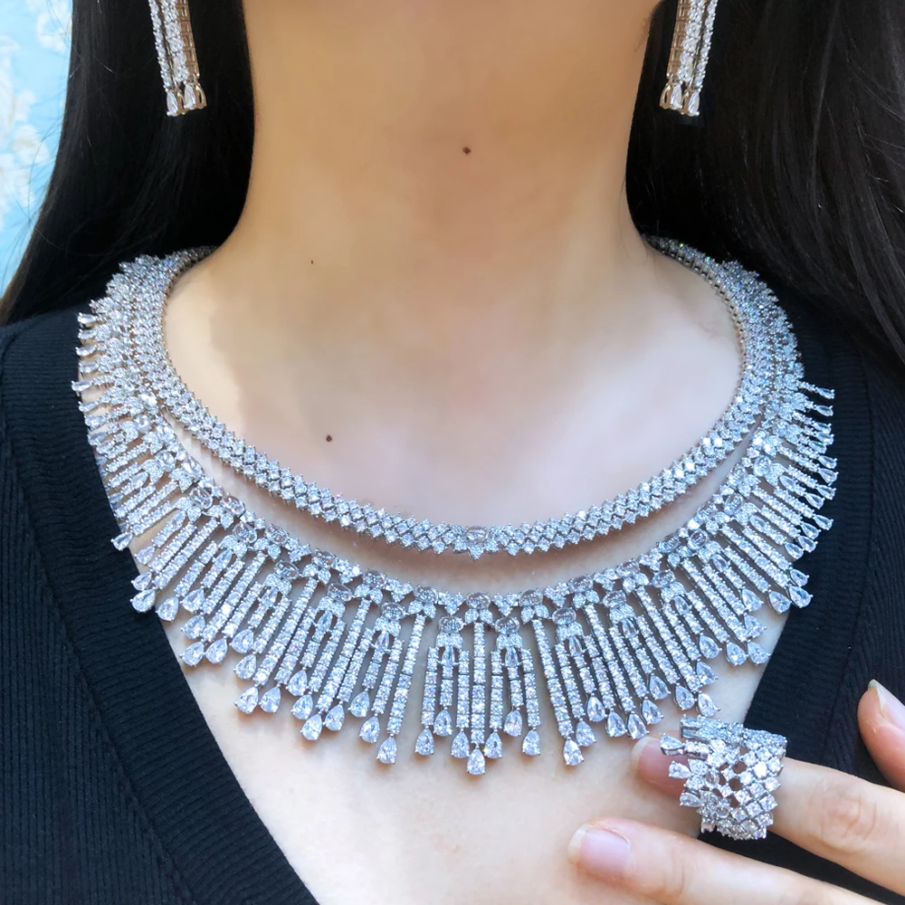 Missvikki DUBAI Big 4pcs Zirconia Necklace Earrings Bracelet Ring For Women Wedding Bridal Jewelry Sets CZ Crystal High Quality
Missvikki DUBAI Big 4pcs Zirconia Necklace Earrings Bracelet Ring For Women Wedding Bridal Jewelry Sets CZ Crystal High Quality