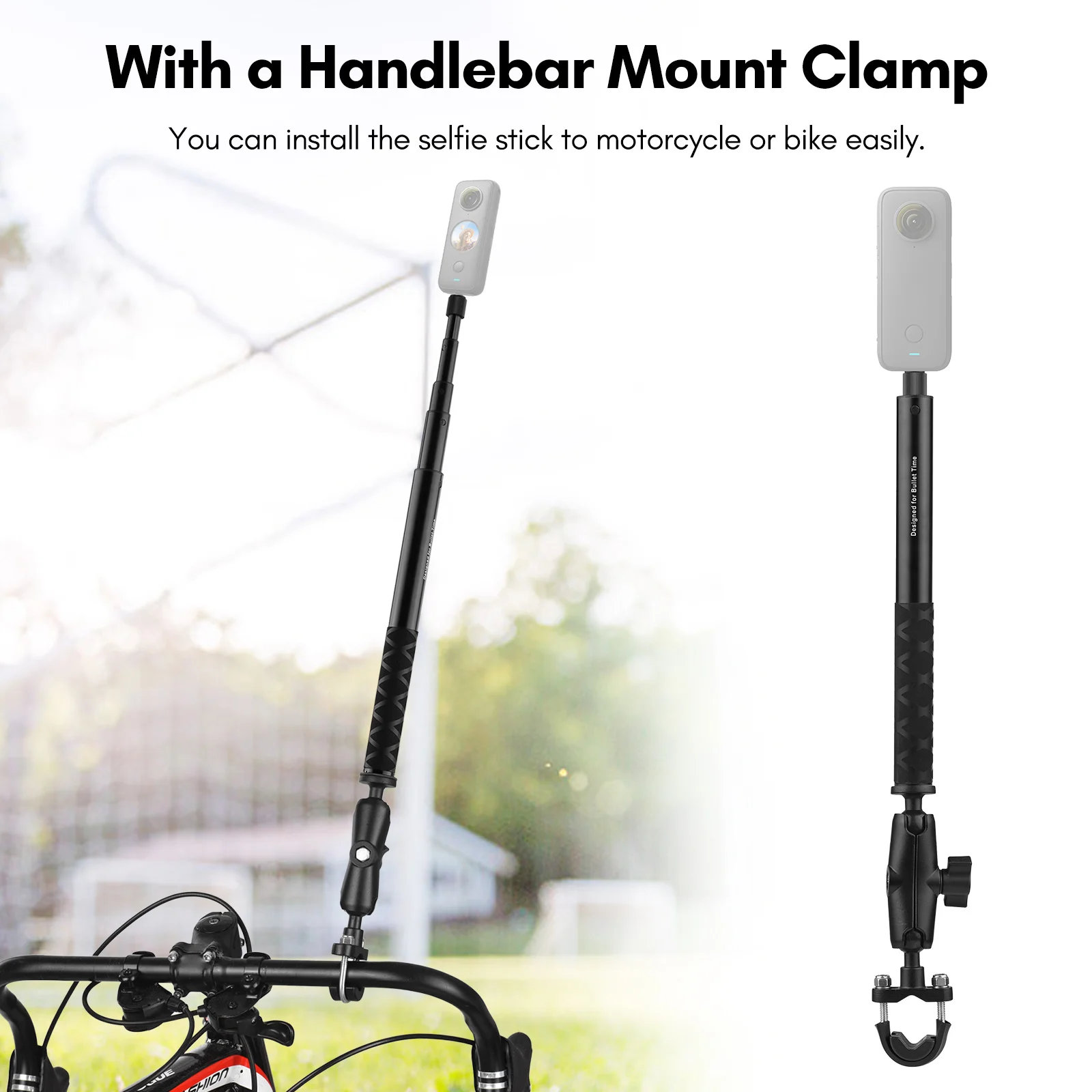 Motorcycle Bike Invisible Selfie Stick Handlebar Mount Bracket 28cm-115cm Adjustable 1/4 Inch Screw for Insta360 ONE X/ ONE/ EVO
Motorcycle Bike Invisible Selfie Stick Handlebar Mount Bracket 28cm-115cm Adjustable 1/4 Inch Screw for Insta360 ONE X/ ONE/ EVO