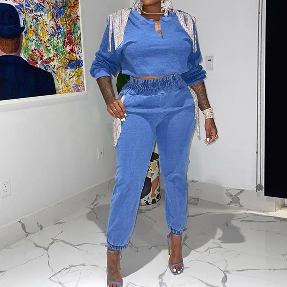 2 Pcs/Set Solid Color Pullover Long Sleeves Crew Neck Long Pants Fall Outfit Suit Women Tops Pants Set Women Clothing
2 Pcs/Set Solid Color Pullover Long Sleeves Crew Neck Long Pants Fall Outfit Suit Women Tops Pants Set Women Clothing