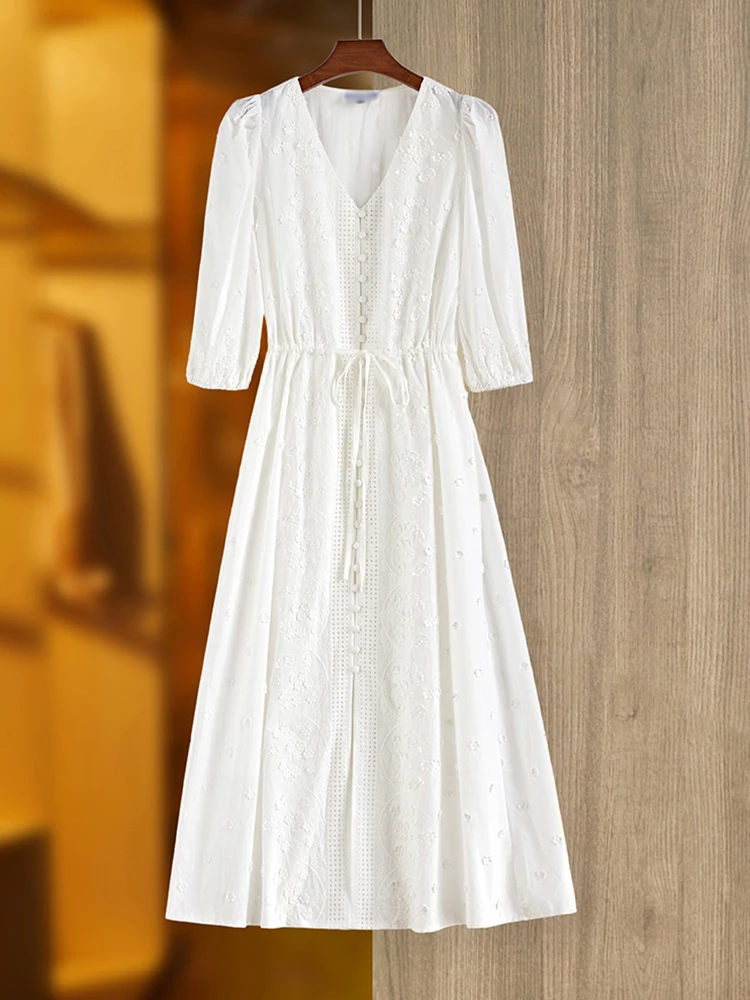 DesireFair2023 Summer Cool Models Lace Patchwork Seven-Point Sleeve Lace-Up Vacation Fairy V-neck Dress
DesireFair2023 Summer Cool Models Lace Patchwork Seven-Point Sleeve Lace-Up Vacation Fairy V-neck Dress